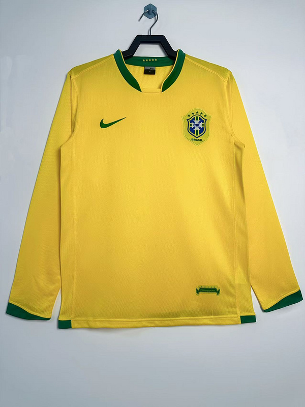 2006  Retro  Nation  Brazil  Home  long sleeves  jersey
