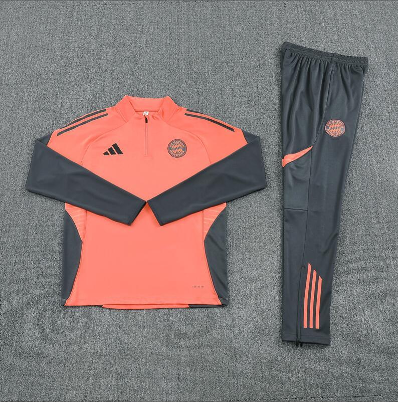 2025 2026 Bayern Munich adult  kids  tracksuit  Orange  color soccer jersey half zipper