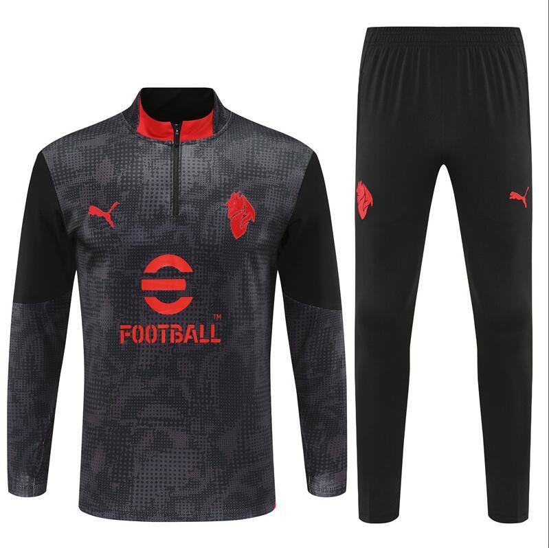 2025 2026  AC Milan Black  color  adult  kids  tracksuit  kit  soccer jersey half zipper