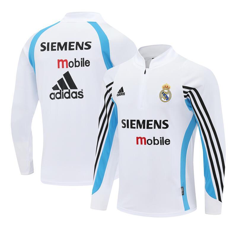 2003-2004 retro  Real Madrid white color  adult tracksuit  Training top soccer jersey half zipper