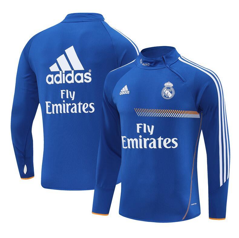 2013-2014  retro  Real Madrid  Blue color adult  tracksuit  Training top soccer jersey  Half-turtleneck side  half zipper