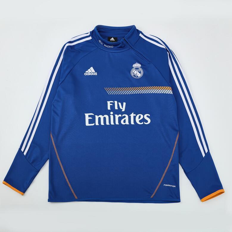 2013-2014  retro  Real Madrid  Blue color adult  tracksuit  Training top soccer jersey  Half-turtleneck side  half zipper