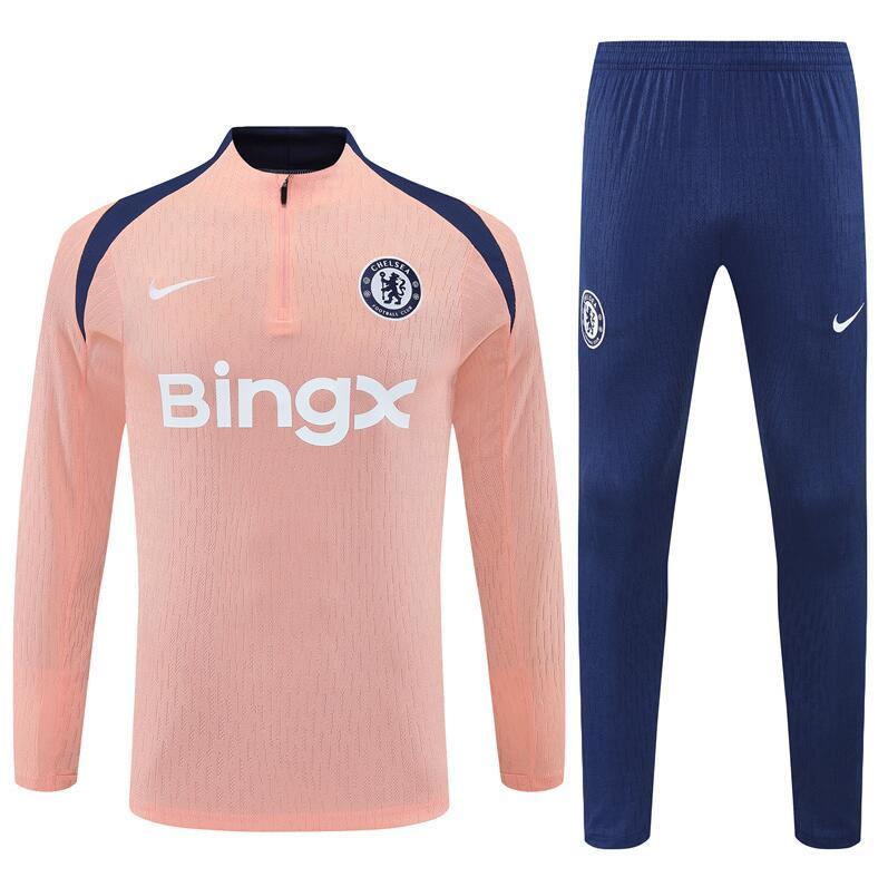 2025 2026 Chelsea  adult  kids  tracksuit   Pink  color soccer jersey half zipper player version