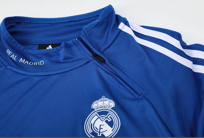 2013-2014  retro  Real Madrid  Blue color adult  tracksuit  Training top soccer jersey  Half-turtleneck side  half zipper