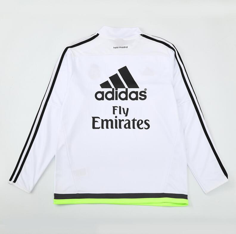 2015-2016  retro  Real Madrid  White color adult  tracksuit  Training top soccer jersey  Half-turtleneck side  half zipper