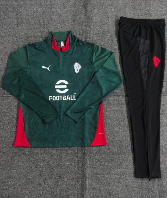 2025 2026  AC Milan green color  adult  kids  tracksuit  kit  soccer jersey half zipper