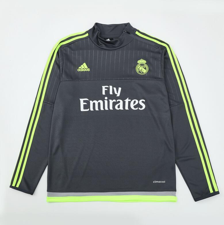 2015-2016  retro  Real Madrid  Grey  color adult  tracksuit  Training top soccer jersey  Half-turtleneck side  half zipper