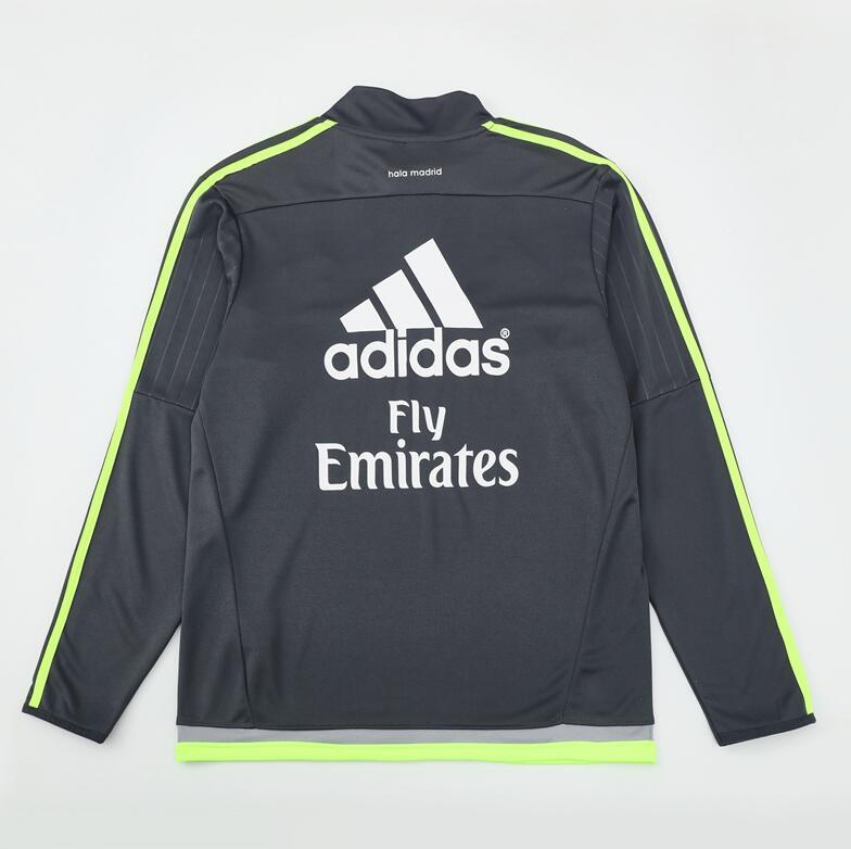 2015-2016  retro  Real Madrid  Grey  color adult  tracksuit  Training top soccer jersey  Half-turtleneck side  half zipper