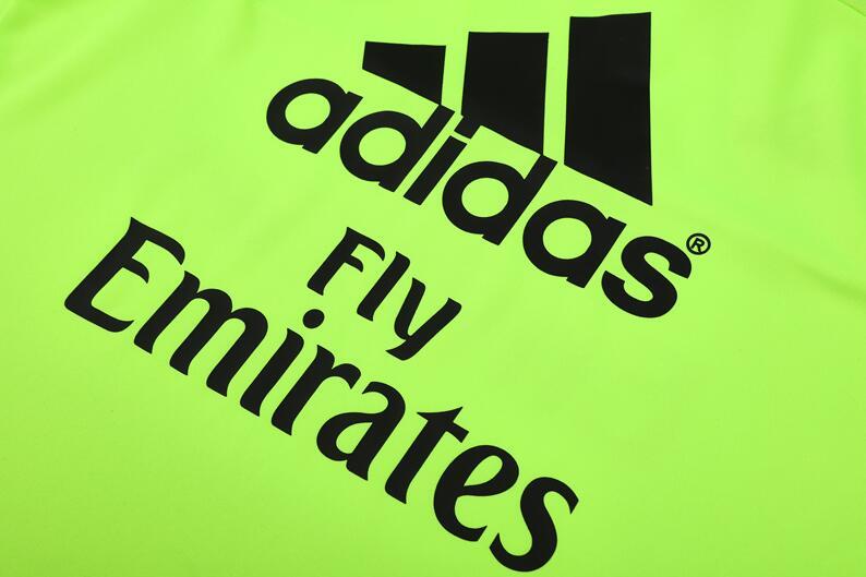 2015-2016  retro  Real Madrid  Fluorescent Green color adult  tracksuit  Training top soccer jersey  Half-turtleneck side  half zipper