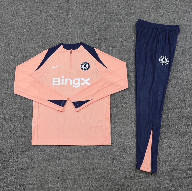 2025 2026 Chelsea  adult  kids  tracksuit   Pink  color soccer jersey half zipper player version