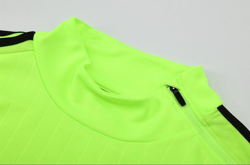 2015-2016  retro  Real Madrid  Fluorescent Green color adult  tracksuit  Training top soccer jersey  Half-turtleneck side  half zipper