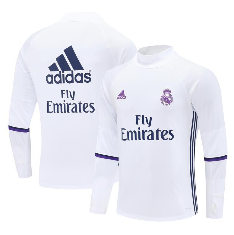 2016-2017  retro  Real Madrid  White color adult  men tracksuit  Training top best soccer jersey  Half-turtleneck