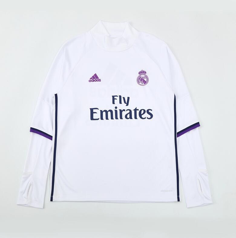 2016-2017  retro  Real Madrid  White color adult  men tracksuit  Training top best soccer jersey  Half-turtleneck