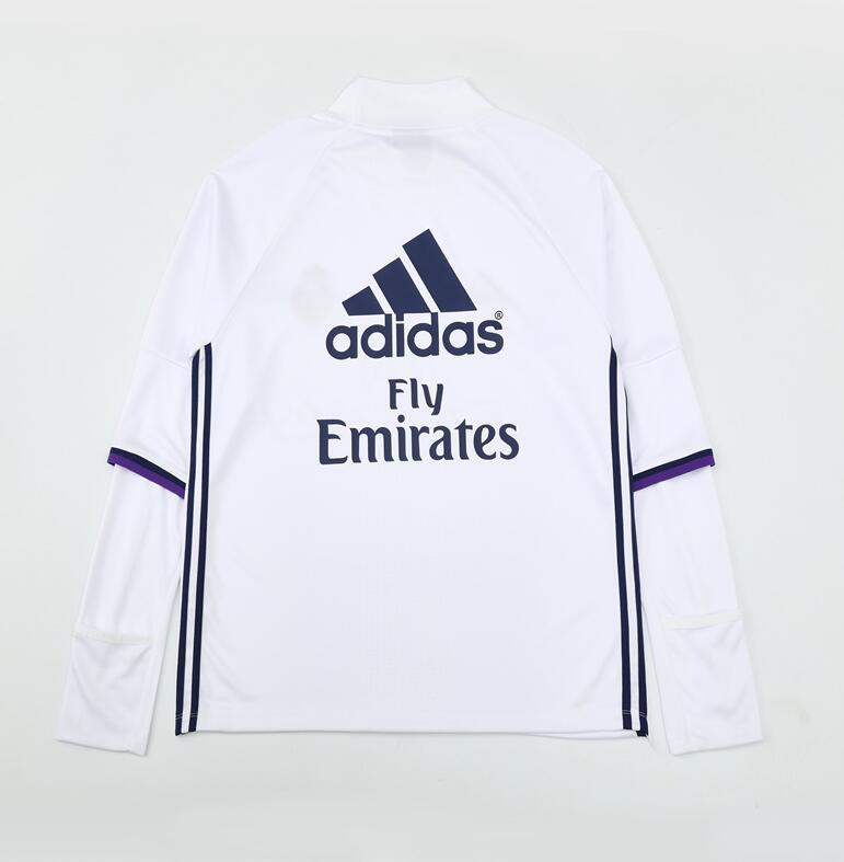 2016-2017  retro  Real Madrid  White color adult  men tracksuit  Training top best soccer jersey  Half-turtleneck