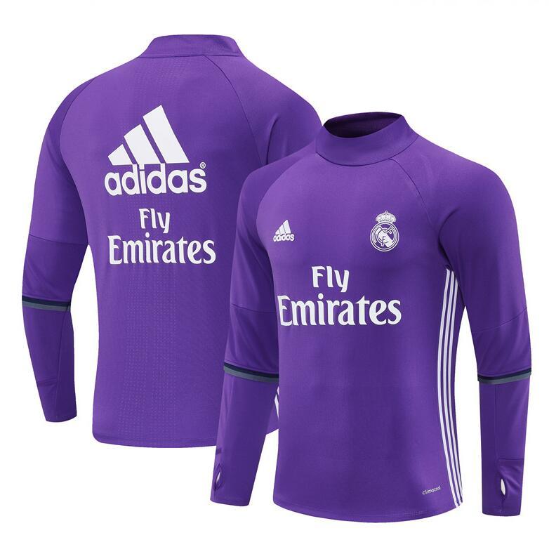 2016-2017  retro  Real Madrid  purple color adult  men tracksuit  Training top best soccer jersey  Half-turtleneck