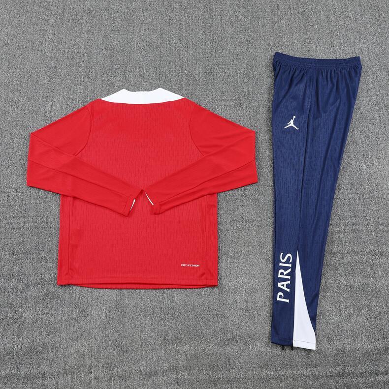 2025 2026 PSG  Paris Jordan   adult  kids  tracksuit Red  color soccer jersey half zipper player version
