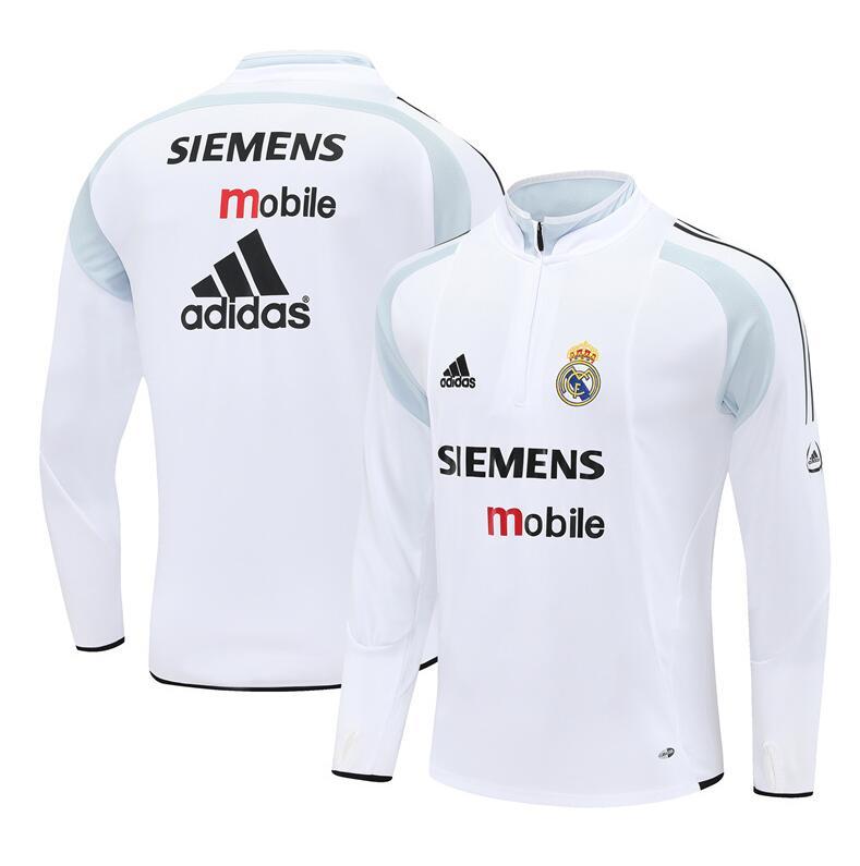 2004-2005 retro  Real Madrid White color  adult tracksuit  Training top soccer jersey half zipper