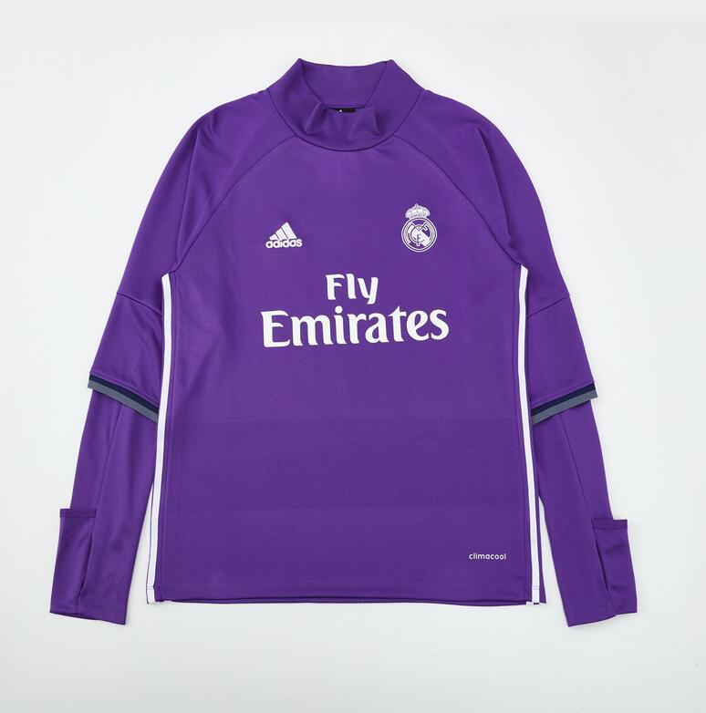 2016-2017  retro  Real Madrid  purple color adult  men tracksuit  Training top best soccer jersey  Half-turtleneck