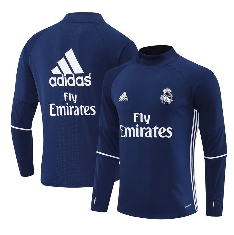 2016-2017  retro  Real Madrid  Royal blue  color adult  men tracksuit  Training top best soccer jersey  Half-turtleneck