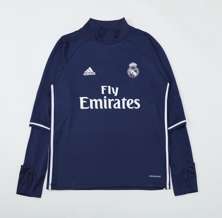 2016-2017  retro  Real Madrid  Royal blue  color adult  men tracksuit  Training top best soccer jersey  Half-turtleneck