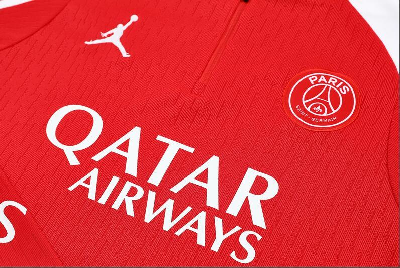 2025 2026 PSG  Paris Jordan   adult  kids  tracksuit Red  color soccer jersey half zipper player version