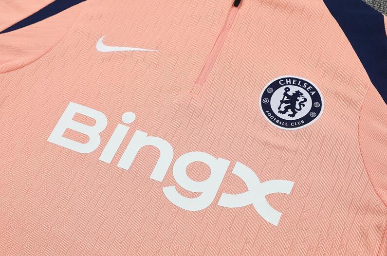 2025 2026 Chelsea  adult  kids  tracksuit   Pink  color soccer jersey half zipper player version