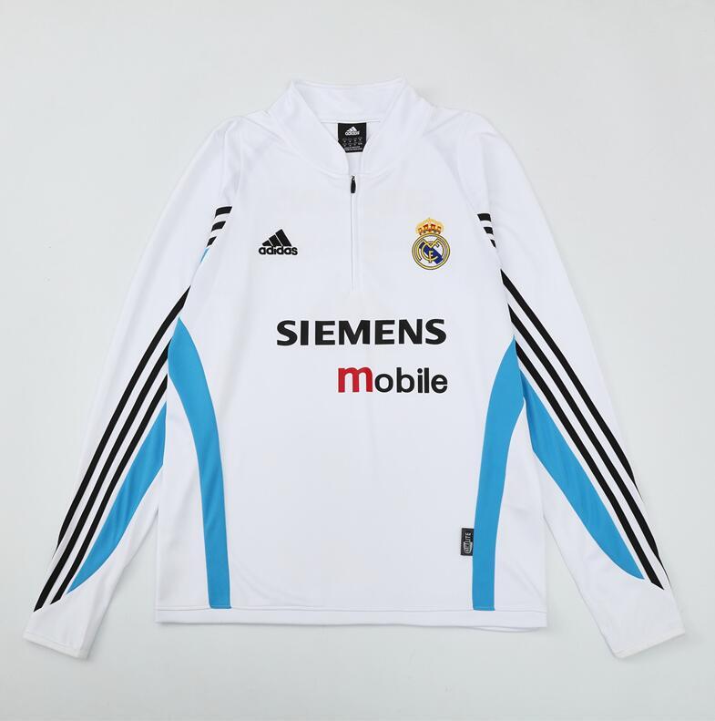 2003-2004 retro  Real Madrid white color  adult tracksuit  Training top soccer jersey half zipper