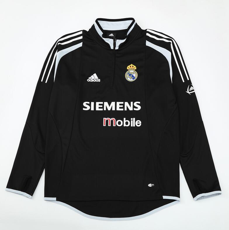 2004-2005 retro  Real Madrid Black  color  adult tracksuit  Training top soccer jersey half zipper