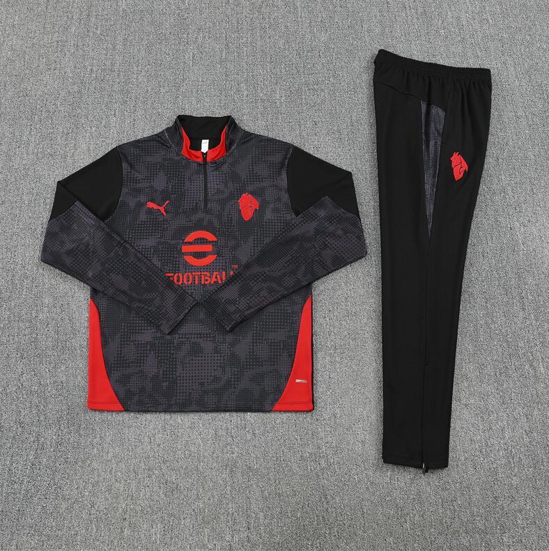 2025 2026  AC Milan Black  color  adult  kids  tracksuit  kit  soccer jersey half zipper