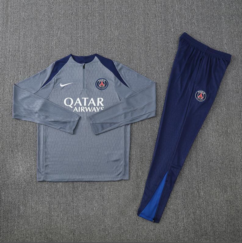 2025 2026 PSG  Paris Jordan   adult  kids  tracksuit Grey  color soccer jersey half zipper player version