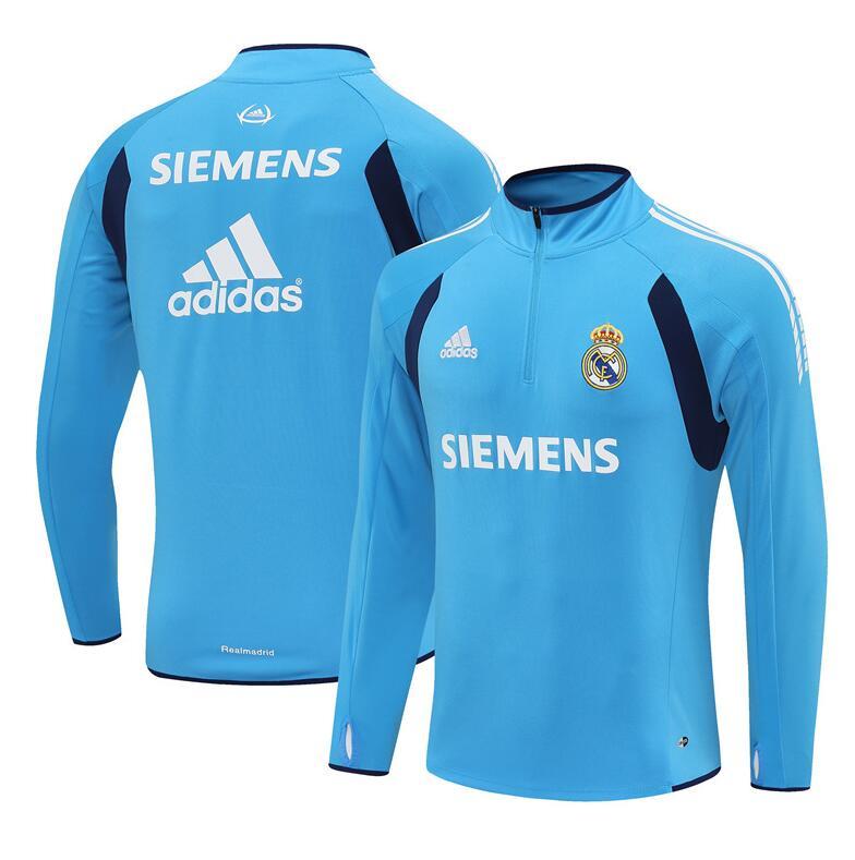 2005-2006  retro  Real Madrid Light  blue  color  adult tracksuit  Training top soccer jersey half zipper