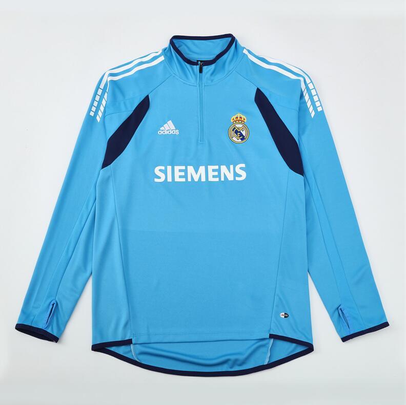2005-2006  retro  Real Madrid Light  blue  color  adult tracksuit  Training top soccer jersey half zipper