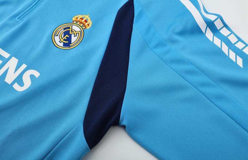 2005-2006  retro  Real Madrid Light  blue  color  adult tracksuit  Training top soccer jersey half zipper