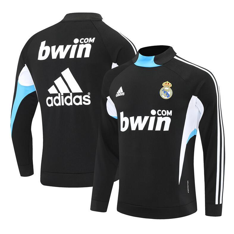 2008-2009  retro  Real Madrid Black  color  adult tracksuit  Training top soccer jersey  Half-turtleneck