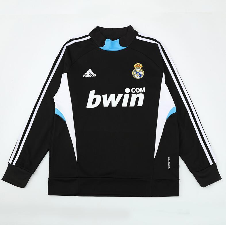 2008-2009  retro  Real Madrid Black  color  adult tracksuit  Training top soccer jersey  Half-turtleneck