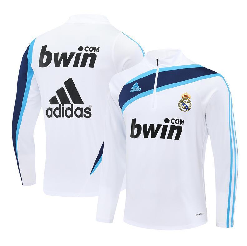 2009-2010 retro  Real Madrid White color  adult tracksuit  Training top soccer jersey half zipper