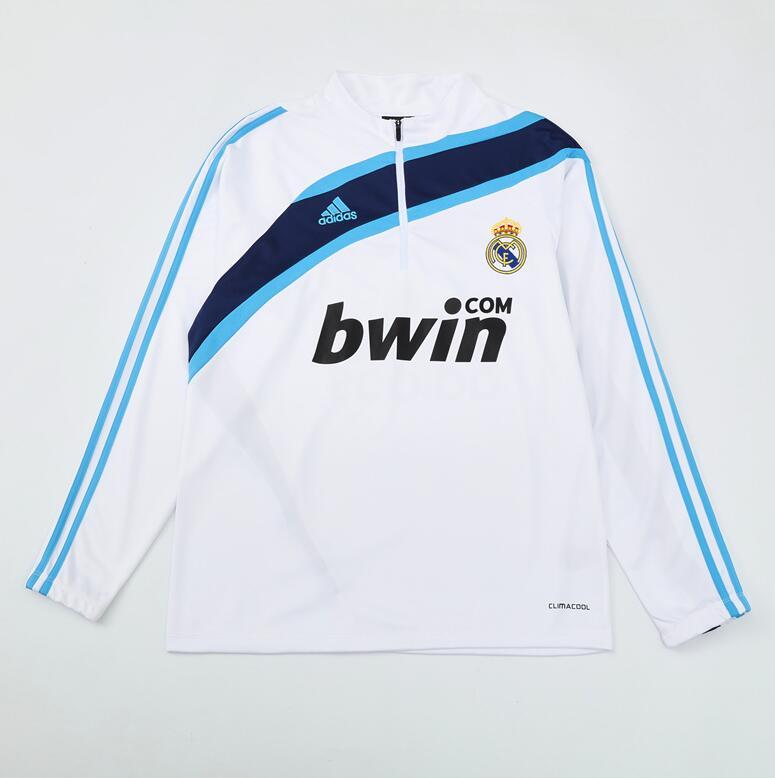 2009-2010 retro  Real Madrid White color  adult tracksuit  Training top soccer jersey half zipper