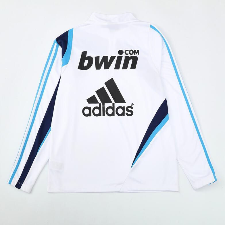 2009-2010 retro  Real Madrid White color  adult tracksuit  Training top soccer jersey half zipper