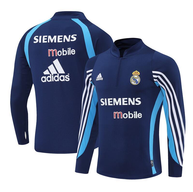 2003-2004 retro  Real Madrid  Royal  blue   color  adult tracksuit  Training top soccer jersey half zipper