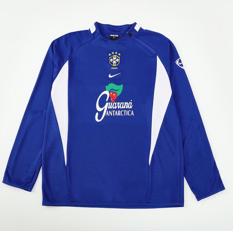 2002  retro Brazil blue  color  adult man  tracksuit  Training top  best soccer football jerseys half zipper