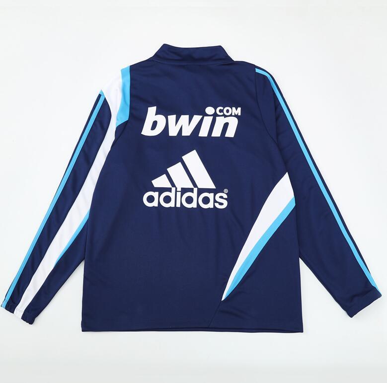 2009-2010 retro  Real Madrid Blue color  adult tracksuit  Training top soccer jersey half zipper