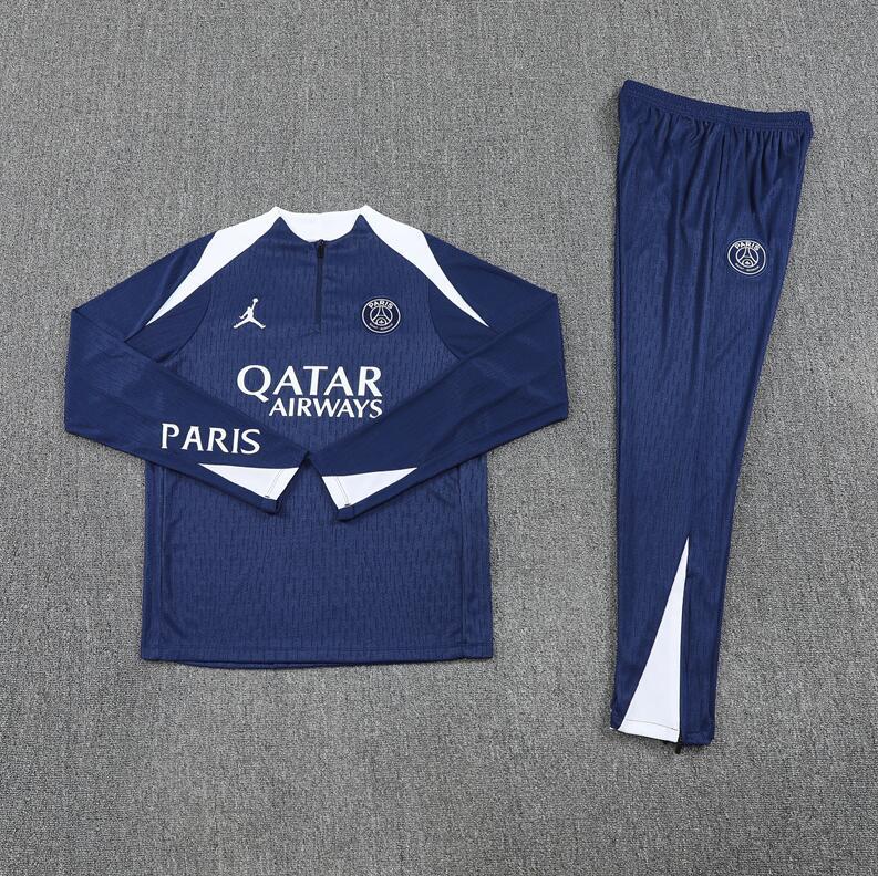 2025 2026 PSG  Paris Jordan   adult  kids  tracksuit Royal Blue  color soccer jersey half zipper player version