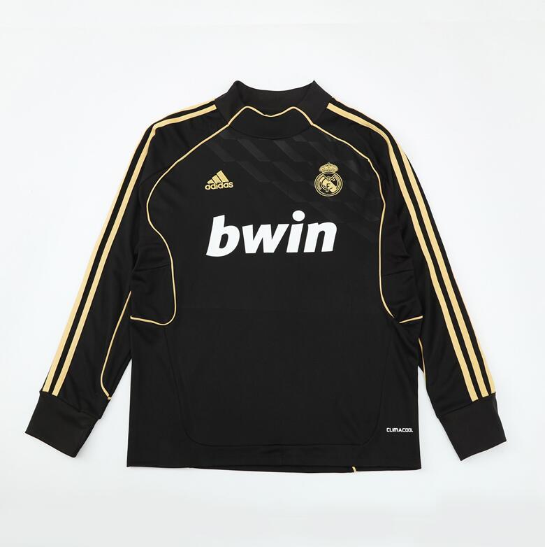 2011-2012  retro  Real Madrid BLACK  color  adult tracksuit  Training top soccer jersey  Half-turtleneck