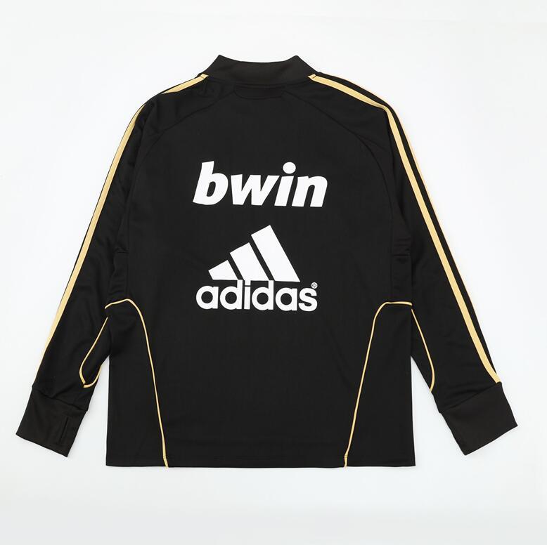 2011-2012  retro  Real Madrid BLACK  color  adult tracksuit  Training top soccer jersey  Half-turtleneck