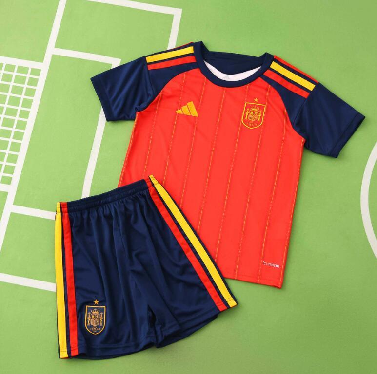 2026 World cup Spain Home top thai best quality soccer Jersey kids kits sets