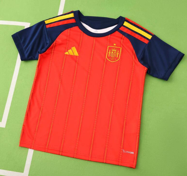 2026 World cup Spain Home top thai best quality soccer Jersey kids kits sets