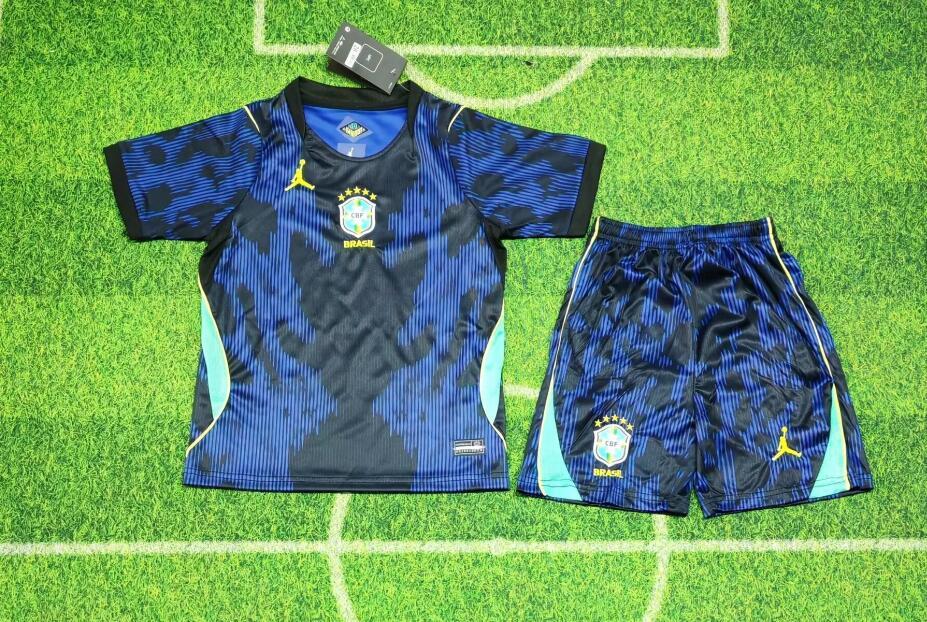 2026 World cup Brazil Away top thai best quality soccer Jersey kids kits sets