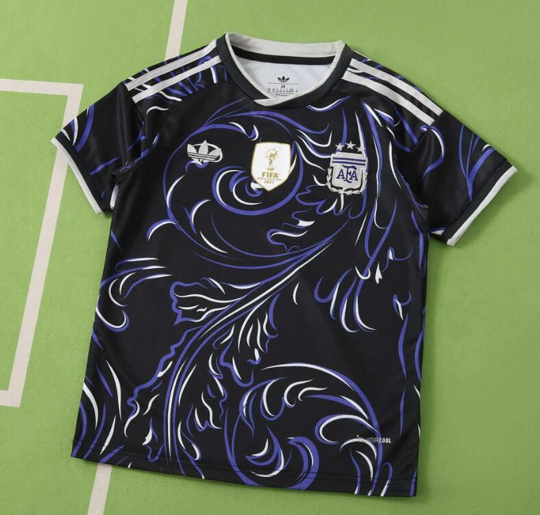 2026 World cup Argentina Away top thai best quality soccer Jersey kids kits sets