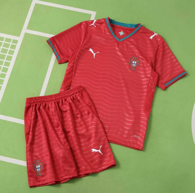 2026 World cup Portugal Home top thai best quality soccer Jersey kids kits sets