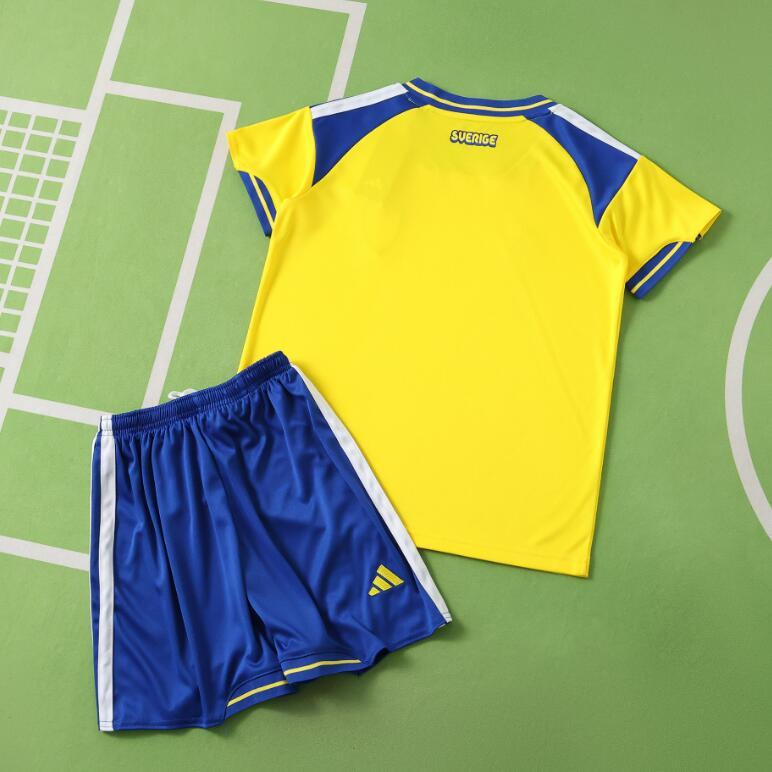 2026 World cup Sweden Home top thai best quality soccer Jersey kids kits sets